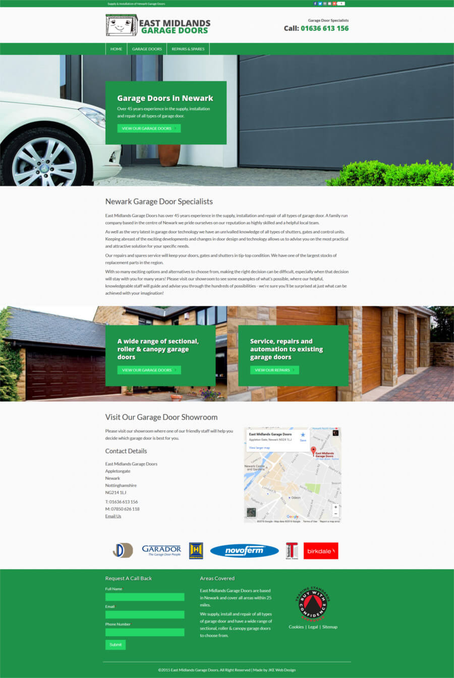 East Midlands Garage Doors website